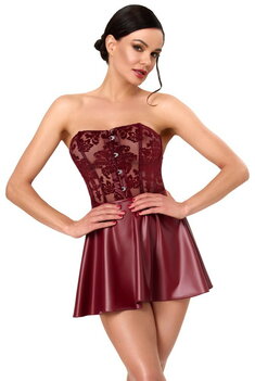 Bordeauxrood strapless corsagejurkje van Noir Handmade