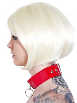 Rode lak halsband met ring