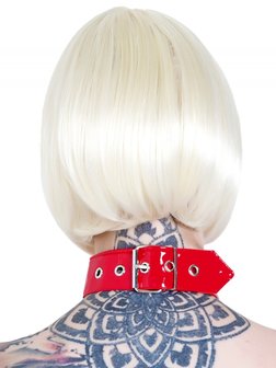 Rode lak halsband met ring