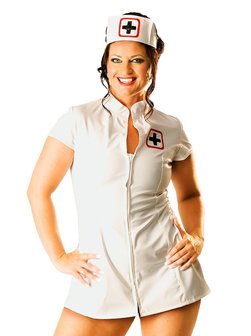 Wit lak verpleegster jurk plus size