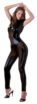 Wetlook catsuit met rits