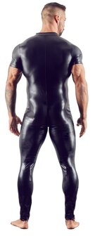 Zwarte Wetlook catsuit 