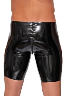 Zwarte latex heren shorts