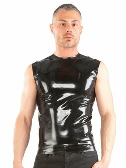 Mouwloos latex T-shirt maat medium