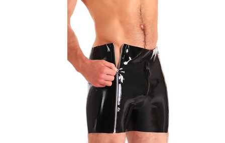 Latex short met dubbele rits