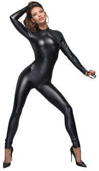 Wetlook catsuit met riempje