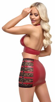 Rode Wetlook Crop Top &amp; Mini Rok Set