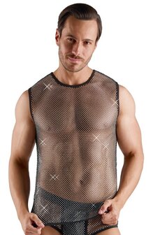Net shirt met strass steentjes