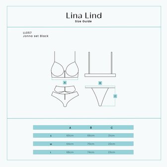 Zwarte lak lingerieset	maattabel