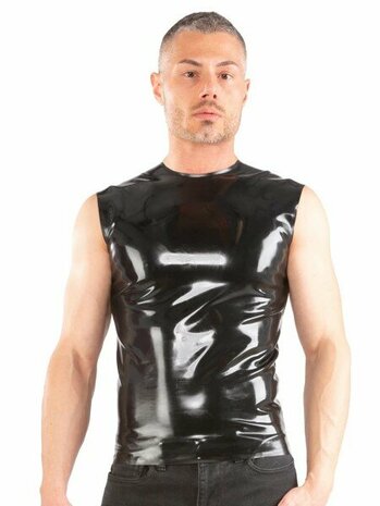 Mouwloos latex T-shirt maat medium
