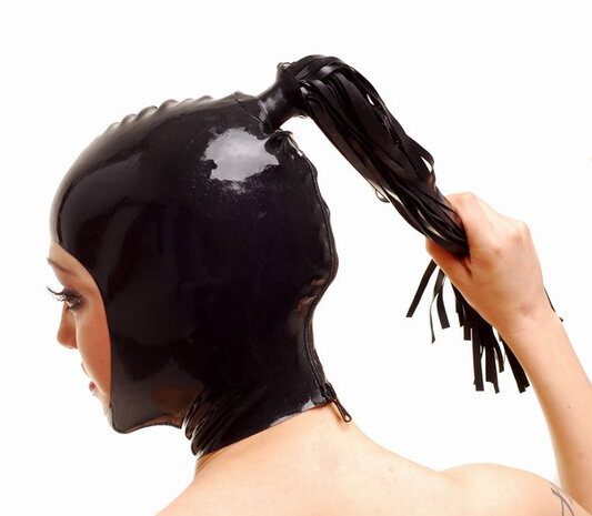 Latex masker met paardenstaart met rittsluiting