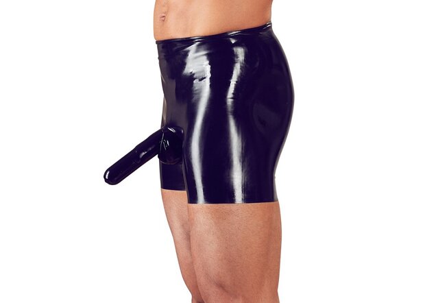 Latex shorts met penissleeve en anaal condoom