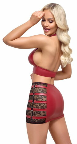 Rode Wetlook Crop Top & Mini Rok Set
