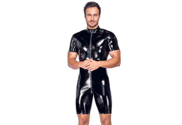 Zwarte lak playsuit