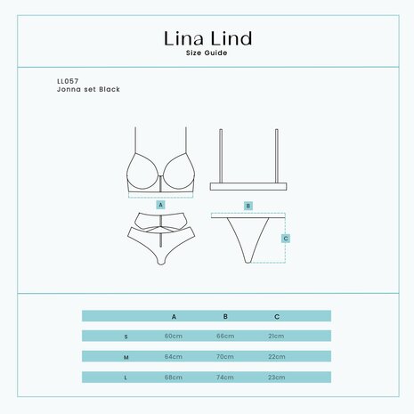 Zwarte lak lingerieset	maattabel