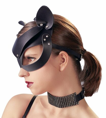 wart kattenmasker van kunstleer met kattenoren